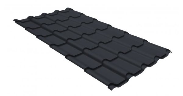 Металлочерепица камея GL 0,5 GreenCoat Pural matt RR 23 темно-серый (RAL 7024 мокрый асфальт) купить в Новочеркасске