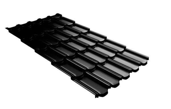Металлочерепица квинта плюс с 3D резом 0,5 GreenСoat Pural Matt RR 33 черный (RAL 9005 черный) купить в Новочеркасске