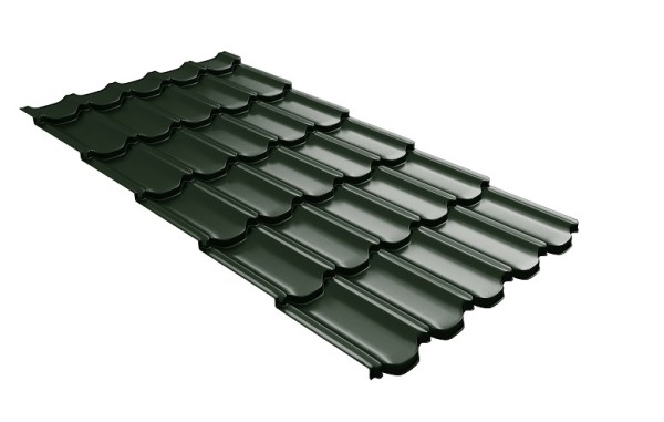 Металлочерепица квинта плюс с 3D резом 0,5 GreenСoat Pural RR 11 темно-зеленый (RAL 6020 хромовая зелень) купить в Новочеркасске