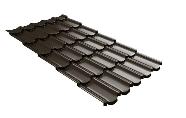 Металлочерепица квинта плюс с 3D резом 0,5 GreenСoat Pural RR 32 темно-коричневый (RAL 8019 серо-коричневый) купить в Новочеркасске