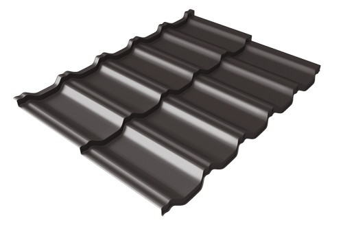 Металлочерепица модульная Квинта Uno Grand Line c 3D резом 0,5 GreenСoat Pural Matt RR 32 темно-коричневый (RAL 8019 серо-коричневый) купить в Новочеркасске
