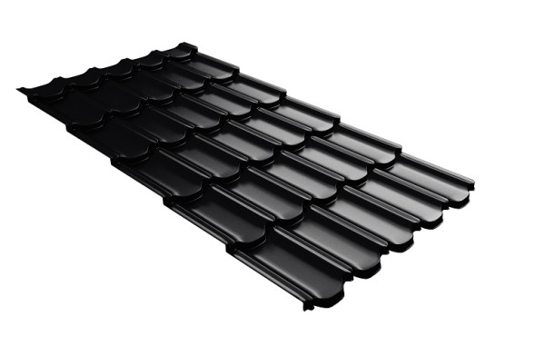 Металлочерепица квинта плюс с 3D резом 0,5 Satin Мatt RAL 9005 черный купить в Новочеркасске