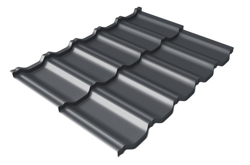 Металлочерепица модульная Квинта Uno Grand Line c 3D резом 0,5 Velur RAL 7024 мокрый асфальт купить в Новочеркасске
